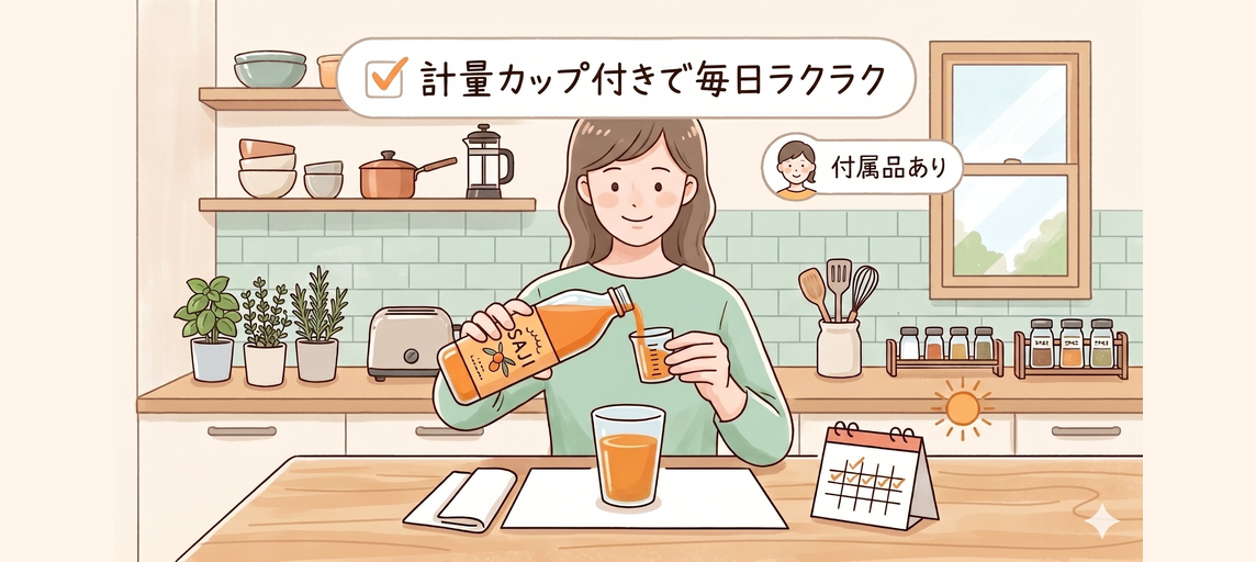 計量カップ付きで毎日ラクラク